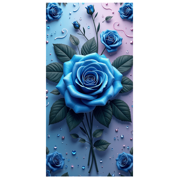 LUUFILx Elegant Blue Rose Backdrop for Wedding Party Background Floral Banner Event Decoration Photography Props Stunning Wall Decor Romance Evening