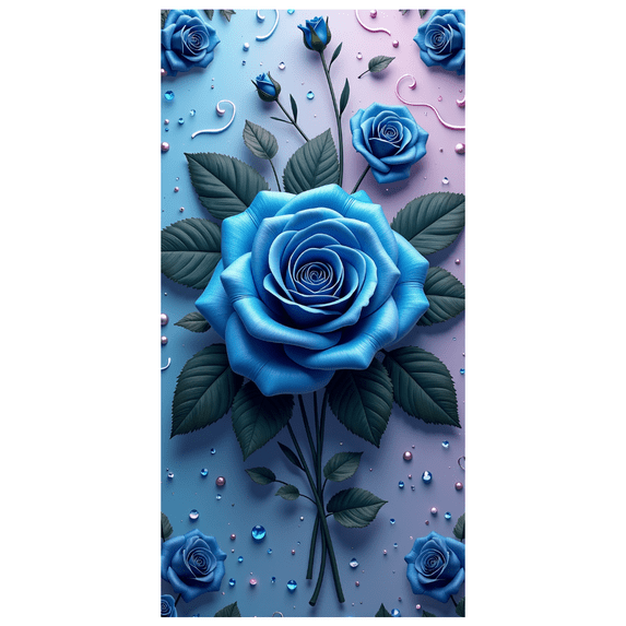 LUUFILx Elegant Blue Rose Backdrop for Wedding Party Background Floral Banner Event Decoration Photography Props Stunning Wall Decor Romance Evening