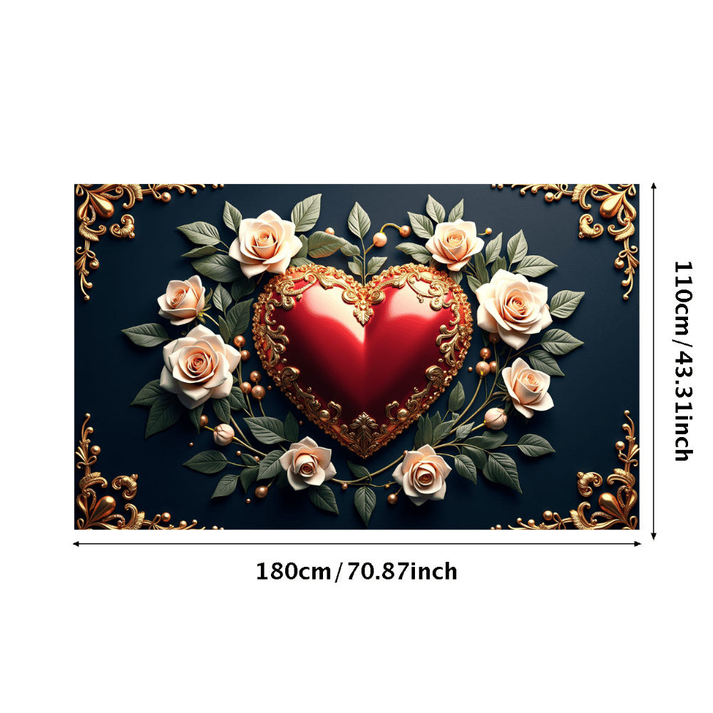 LUUFILx Elegant Heart Floral Backdrop Banner for Romantic Weddings ...
