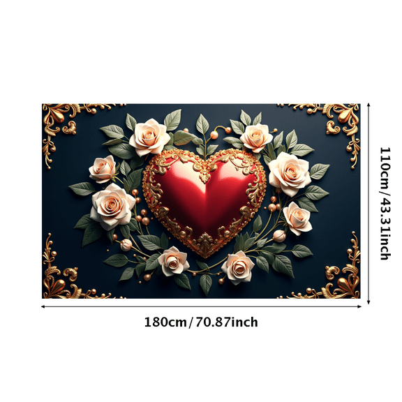 LUUFILx Elegant Heart Floral Backdrop Banner for Romantic Weddings Anniversary Valentine’s Day Photo Background Decoration Party Backdrop Prop