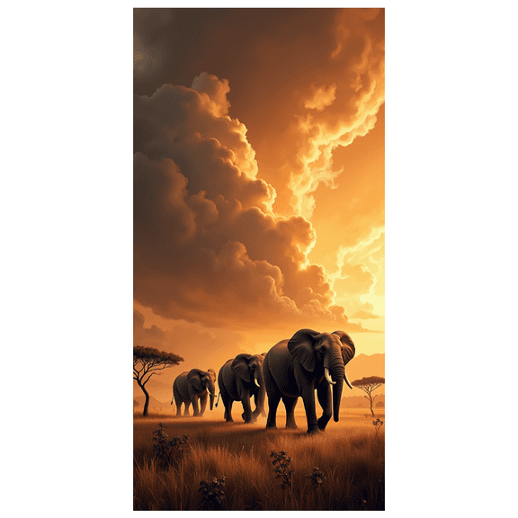 LUUFILx Elephant Safari Backdrop Background Stunning Sunset Clouds Banner for Photography Props Party Supplies African Decor Room Decorations