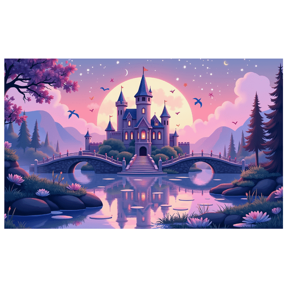 LUUFILx Enchanted Castle Backdrop Birthday Party Fairytale Banner Magical Evening Decorations Landscape Background Kids Event Celebration Photography Prop