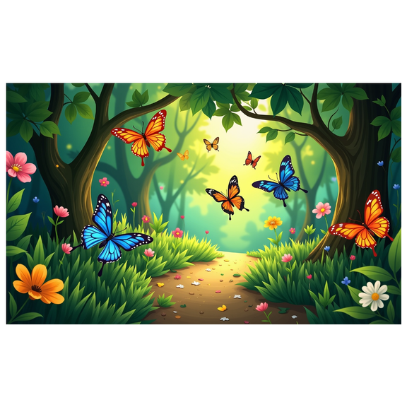 LUUFILx Enchanting Forest Themed Backdrop Banner with Butterflies Flowers, Party Decorations, Photography Props