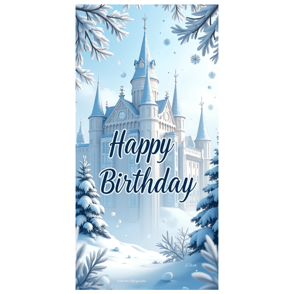 LUUFILx Enchanting Winter Castle Happy Birthday Banner Backdrop Background Decorations for Party Supplies Photography Props Snowy Magic Fairy Tale Celebration