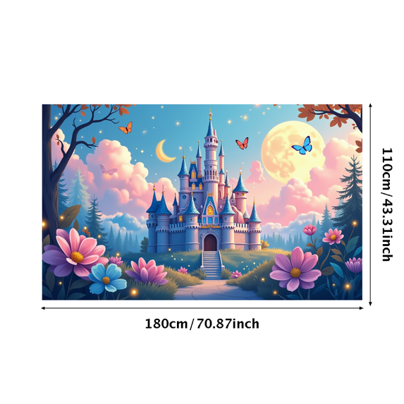 LUUFILx Fairy Tale Castle Backdrop Decor Photography Props Scenic Backdrop Background Photo Booth Party Supplies Enchanted Party Birthday Decorations Banner