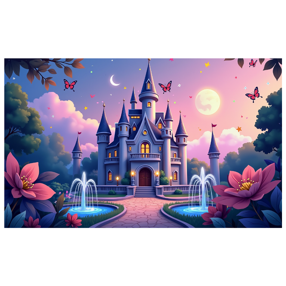 LUUFILx Fairy Tale Castle Backdrop Decoration Magical Party Supplies Princess Birthday Celebration Banner Photography Props Dreamy Background Decor