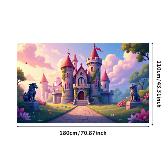 LUUFILx Fairytale Castle Backdrop Banner Photography Props Decorations Party Supplies Background Pink Fantasy Event Decor Enchanted Garden Princess