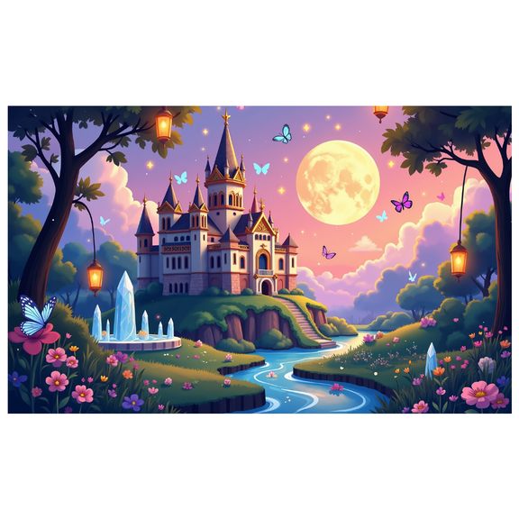 LUUFILx Fantasy Castle Backdrop Fairy Tale Theme for Birthday Party Decorations Photography Background Wedding Kids Event Banner Decor