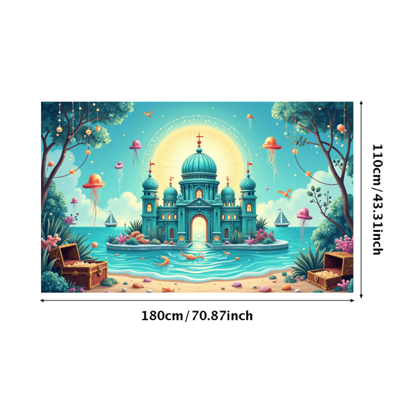 LUUFILx Fantasy Castle Scene Backdrop Banner for Kids Party Photo Props Aquarium Theme Decor Ocean Adventure Birthday Background Decorations