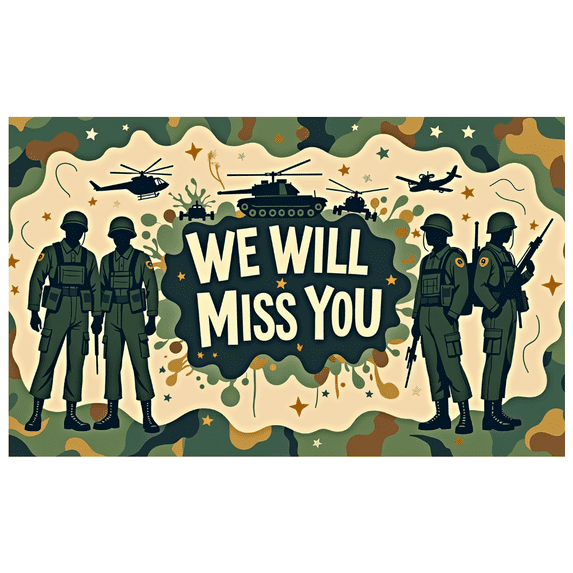 LUUFILx Farewell Military Banner We Will Miss You Backdrop Decor Party Supplies Celebration Event Decoration Backdrop Banner Photography Props