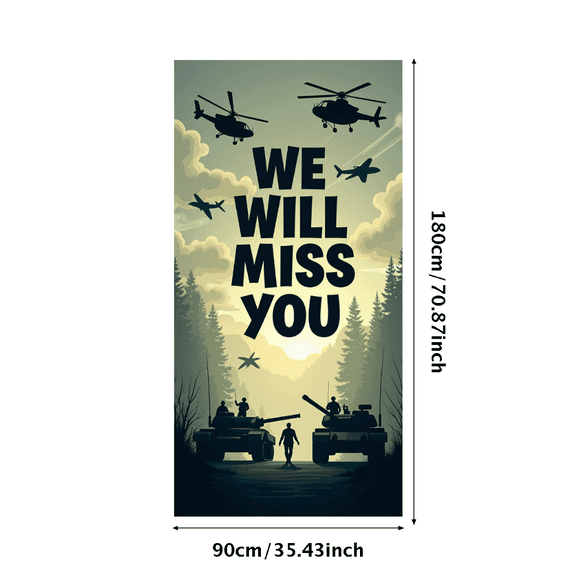 LUUFILx Farewell Military Banner We Will Miss You Backdrop Decor Party Supplies Celebration Event Decoration Backdrop Banner Photography Props
