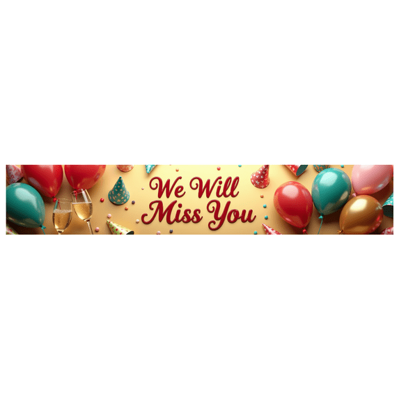 LUUFILx Farewell Party Decorations We Will Miss You Banner with Colorful Balloons and Wine Glasses Celebration Backdrop for Office Goodbye Background Party Supplies