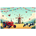 thumbnail image 1 of LUUFILx Farm Landscape Backdrop Banner with Tractor and Windmill for Party Decor Countryside Photography Props Baby Shower Events Rustic Theme Background, 1 of 8