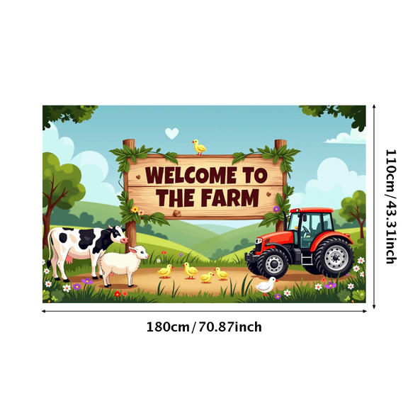 LUUFILx Farm Welcome Banner Backdrop for Outdoor Party Decorations Farming Background Barnyard Birthday Event Photography Props Cow Tractor Theme