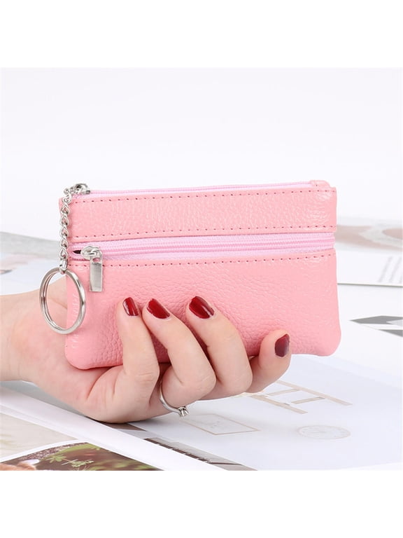 Fashion Coin Purse Women Mini Change Purses Kids Coin Pocket Wallets Card Holder Zipper Pouch Card Holder Wallet(Pink)