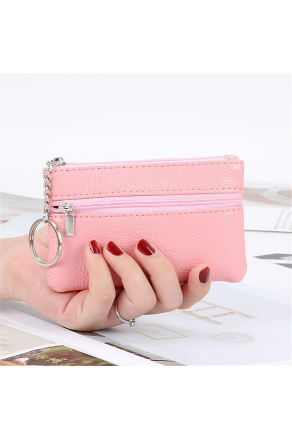 Fashion Coin Purse Women Mini Change Purses Kids Coin Pocket Wallets Card Holder Zipper Pouch Card Holder Wallet(Pink)