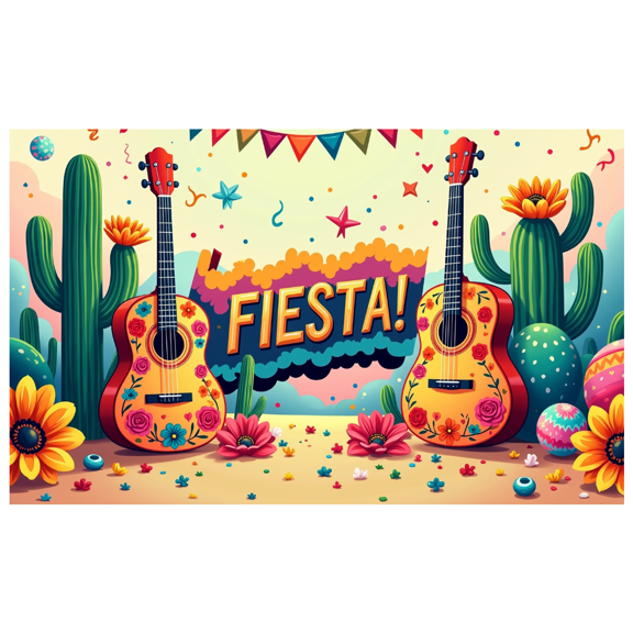 LUUFILx Fiesta Party Banner Vibrant Mexican Cactus Floral Event Background Festive Backdrop Decor Colorful Celebration Decorations Photography Props