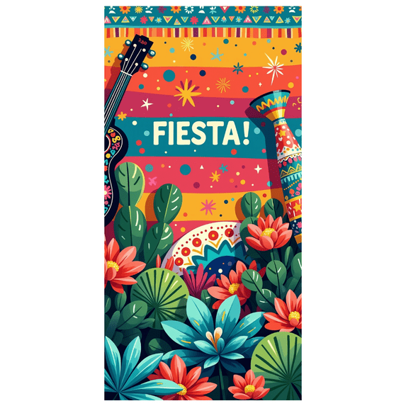 LUUFILx Fiesta Party Banner Vibrant Mexican Cactus Floral Event Background Festive Backdrop Decor Colorful Celebration Decorations Photography Props