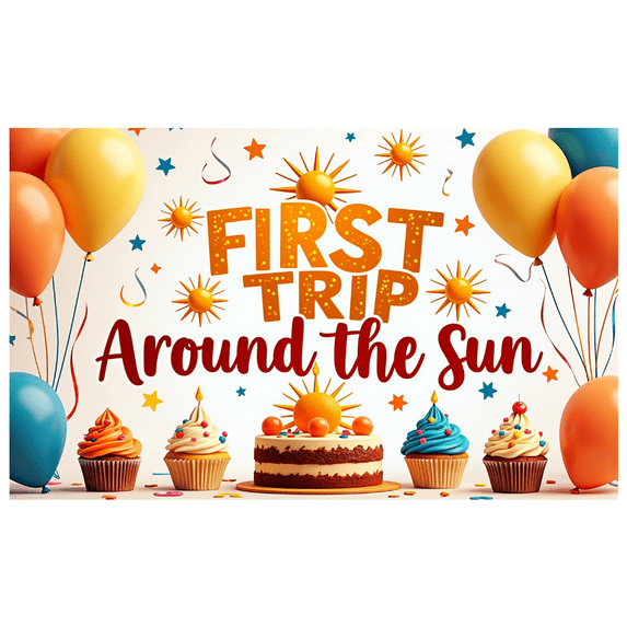 LUUFILx First Birthday Sun Trip Balloon Backdrop Cupcake Photo Props Party Decoration Kids Banner Celebration Background Event Supplies