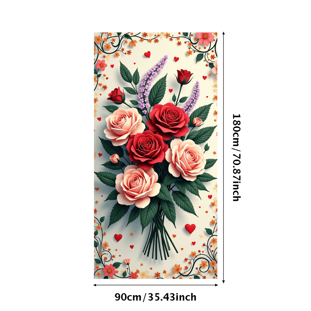 LUUFILx Floral Backdrop Banner Romantic Event Decor with Roses and ...