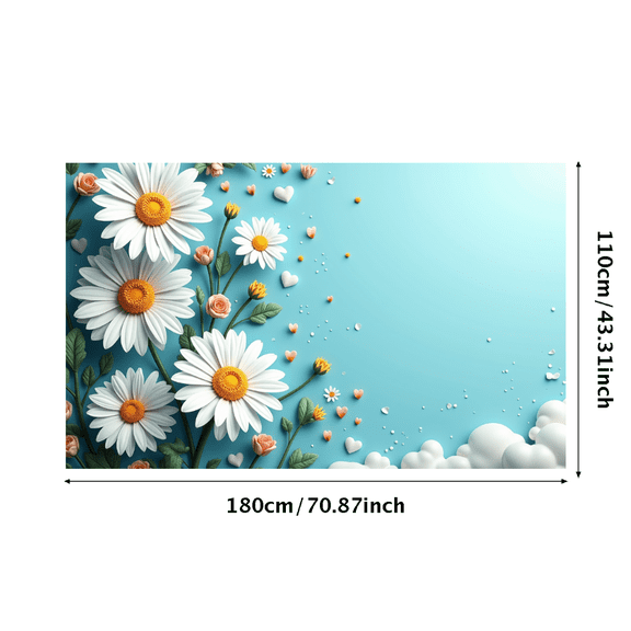 LUUFILx Floral Backdrop Blue Sky Daisy Banner Background for Party Decorations Wedding Photography Props Event Celebrations Anniversary Decor Supplies