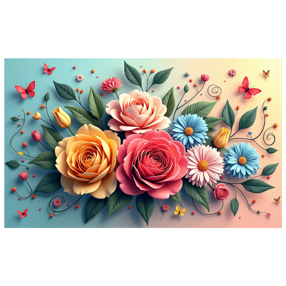 LUUFILx Floral Butterfly Art Backdrop Background Banner Party Decorations Photography Props Decor Garden Celebration Wedding Wall Hanging Ornamental