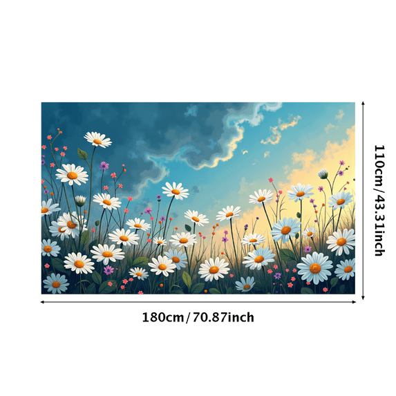 LUUFILx Floral Daisy Banner Backdrop Outdoor Spring Background Photography Props Party Decoration Scenic Display Garden Wall Art Decor Nature Illustration
