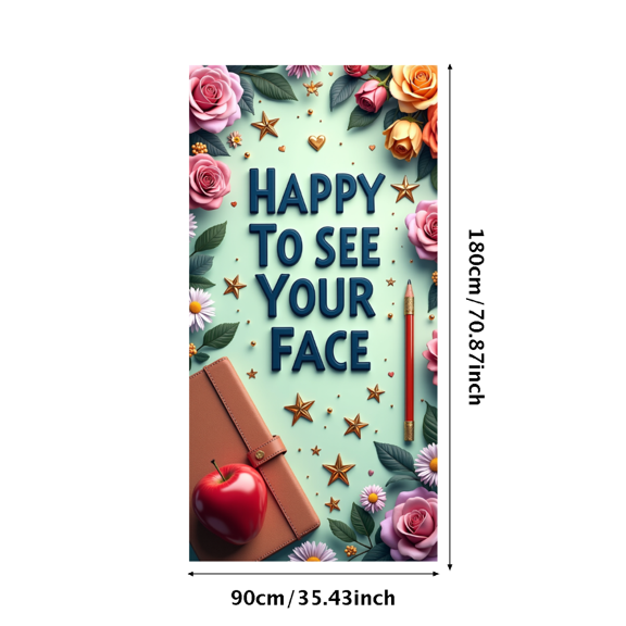 LUUFILx Floral Greeting Banner with Text Happy to See Your Face Background Decor for Classroom Office Home Party Props Decorations Event Scene Supplies