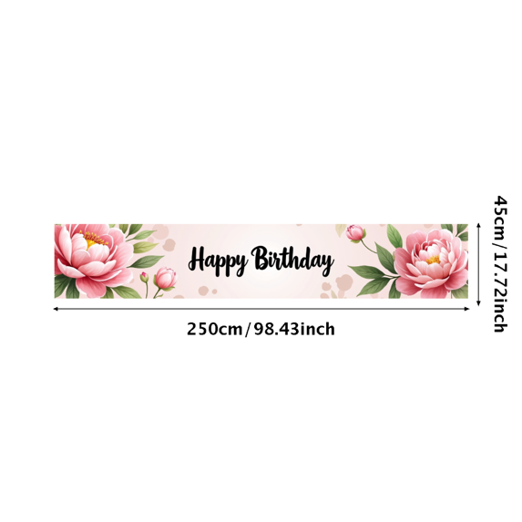LUUFILx Floral Happy Birthday Backdrop Banner Elegant Peony Decoration for Birthday Party Supplies Background Photography Props Festive Celebration Decor