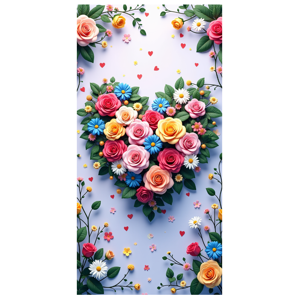 LUUFILx Floral Heart Backdrop Banner Romantic Flower Background for ...