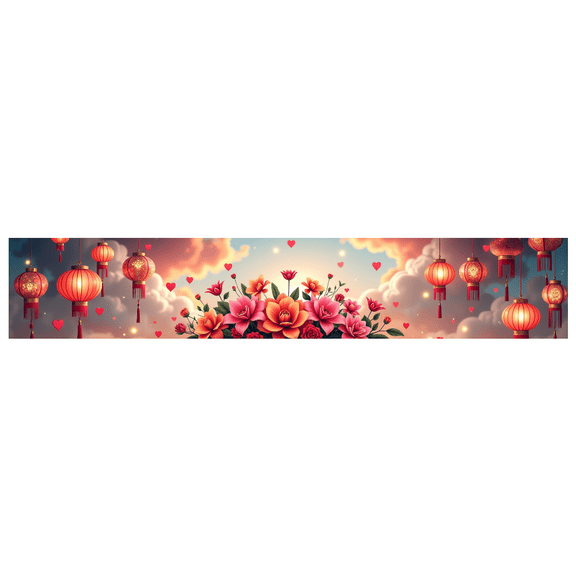 LUUFILx Floral Lantern Backdrop Decoration Chinese New Year Festival Celebration Romantic Party Background Photography Prop Wall Hanging Banner