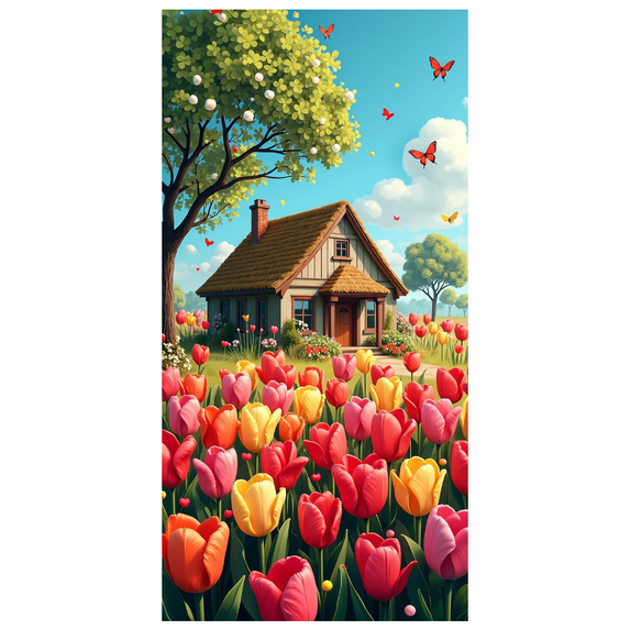 LUUFILx Floral Tulip Backdrop Banner with Spring Flowers for Garden Party Wedding Decoration Event Background Photography Prop Neon Decors Celebration