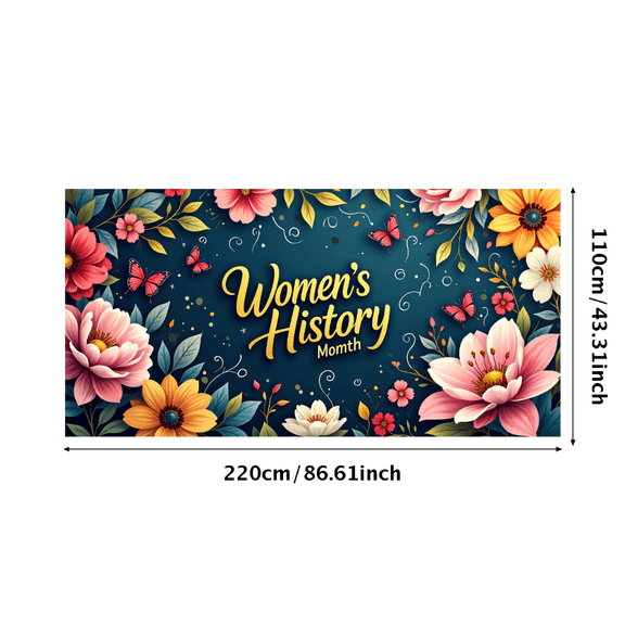LUUFILx Floral Women's History Month Banner Background Backdrop Decor Celebration Classroom Wall Hanging Event March Flower Display Party Decoration Supplies