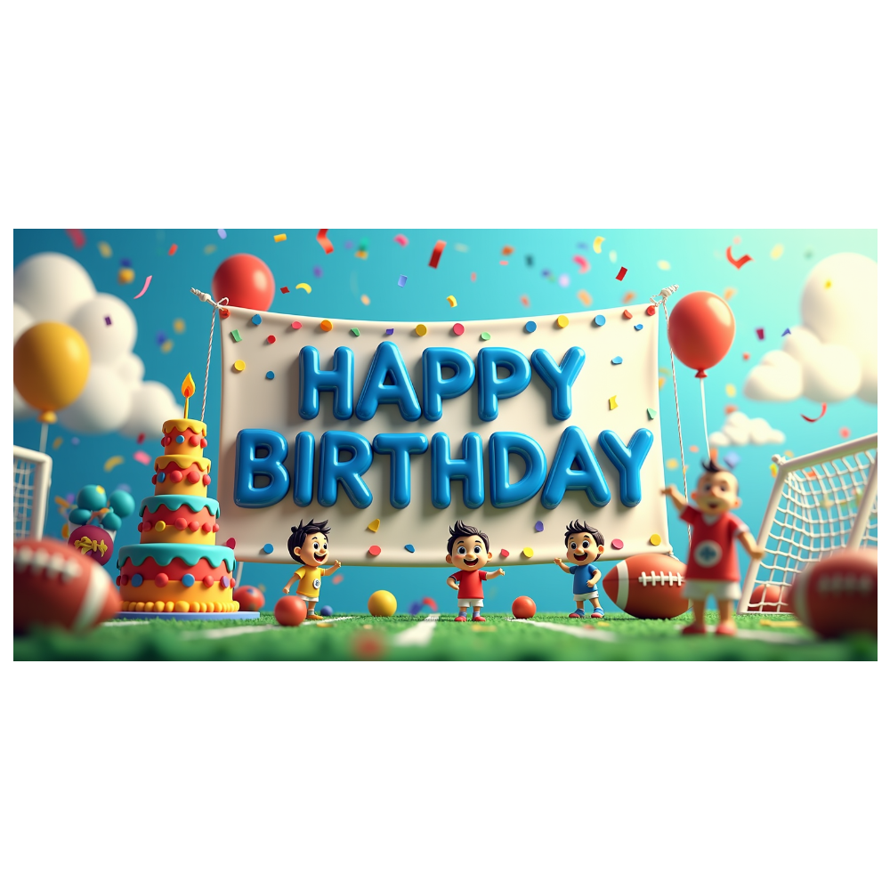 Décoration Fond Photo 3D Football/soccer - Bannière Fond De Décor Pour Fête D'anniversaire