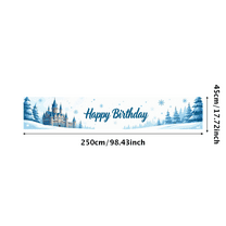 LUUFILx Frozen Castle Happy Birthday Banner Winter Wonderland Party Background Decoration Backdrop Photography Props Snowflake Birthday Party Supplies