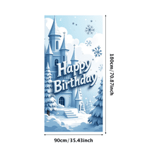 LUUFILx Frozen Snow Castle Backdrop Happy Birthday Banner Winter Wonderland Castle Background Photography Props Party Supplies Festive Decorations