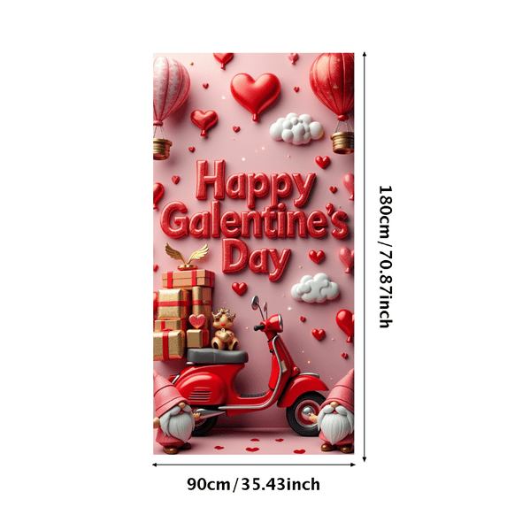 LUUFILx Galentine's Day Decorative Large Vertical Banner with Cupid Heart Gift Elements Event Backdrop Valentine Party Supplies Photo Props Festive Decor