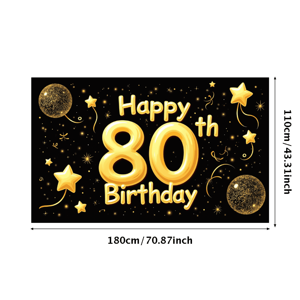 LUUFILx Gleaming Golden Happy 80th Birthday Banner with Star Balloon ...