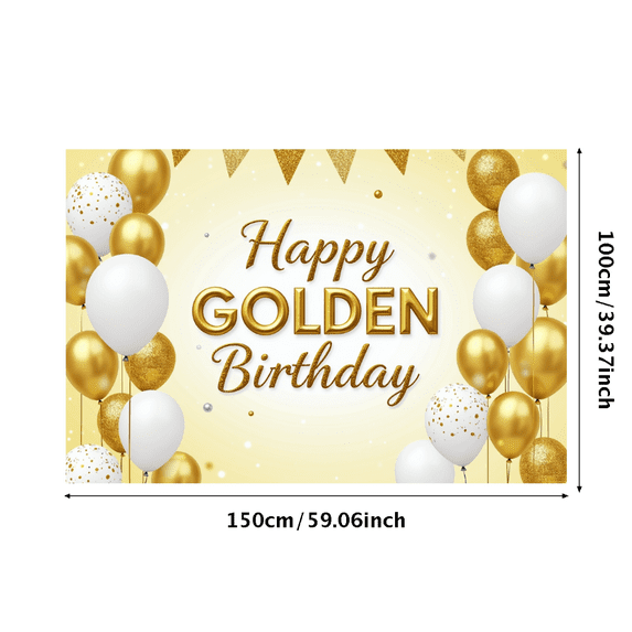 LUUFILx Glittery Golden Happy Golden Birthday Banner Backdrop Background Party Decoration