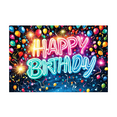 thumbnail image 1 of LUUFILx Glow Happy Birthday Background Banner Neon Glow Splashed Party Background Fabric Colorful Hip Hop Photography Background Party Decorations, 1 of 8
