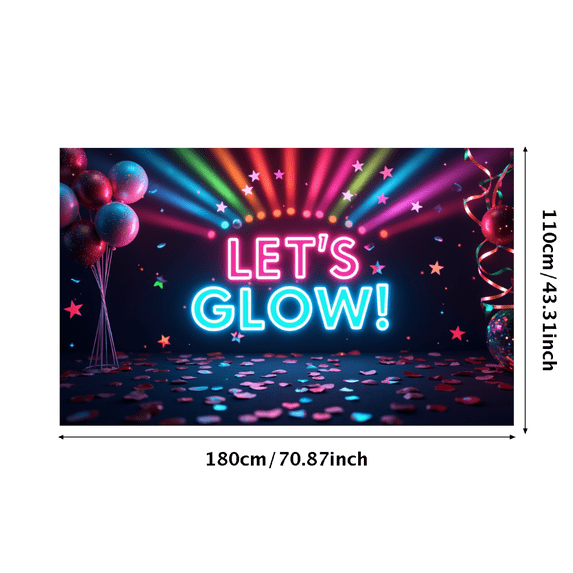 LUUFILx Let's Glow Neon Party Backdrop Banner Colorful Event Décor Perfect for Birthdays Celebrations Photography Props Decorations Party Supplies Background