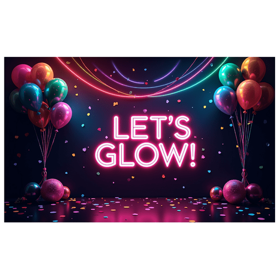LUUFILx Glow Party Neon Sign Let's Glow Banner Colorful Balloons Backdrop Perfect for Party Decorations Birthday Celebration Photography Props Background