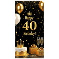 thumbnail image 1 of LUUFILx Gold 40th Birthday Backdrop Banner Cake Decor Party Supplies Photography Props Milestone Celebration Background Happy Birthday Décor Balloons Stars, 1 of 8