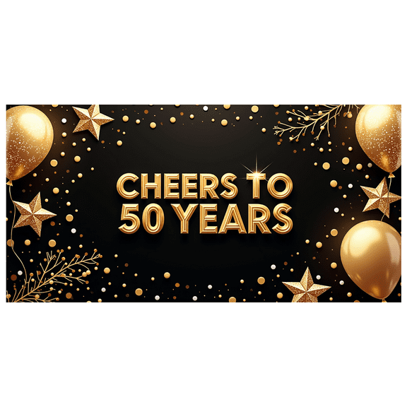 LUUFILx Golden 50th Celebration Backdrop Banner Party Supplies Decorations Anniversary Elegant Photography Props Birthday Background Event Decor Congratulatory
