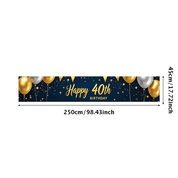 LUUFILx Golden Birthday Celebration, Happy 40th Birthday Backdrop Banner with Balloons and Stars for Party Supplies Decorations Photography Background Event Party