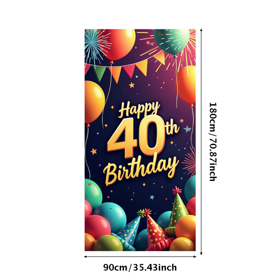 LUUFILx Golden Birthday Celebration, Happy 40th Birthday Backdrop Banner with Balloons and Stars for Party Supplies Decorations Photography Background Event Party