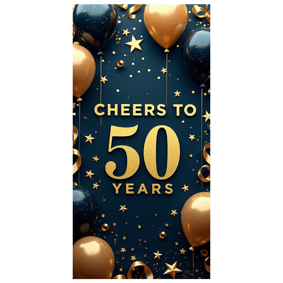 LUUFILx Golden Black 50th Anniversary Celebration Banner Backdrop Elegant Milestone Party Decoration Photography Props Decors Supplies Cheers Background