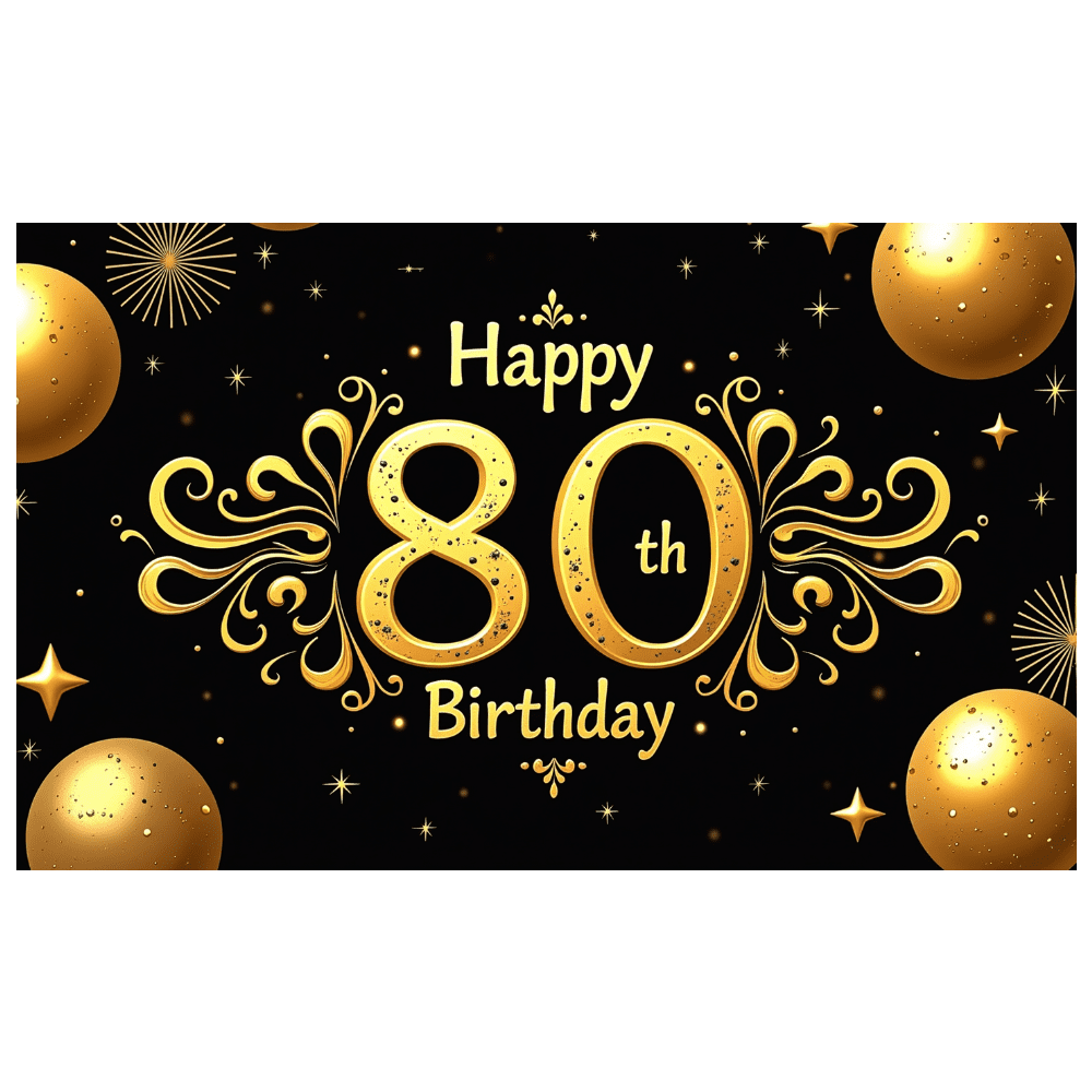 LUUFILx Gorgeous Golden 80th Birthday Banner with Star Balloon Elements ...