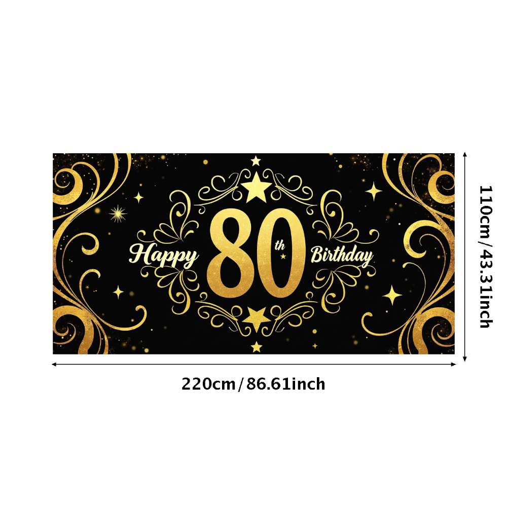 LUUFILx Gorgeous Golden 80th Birthday Banner with Star Balloon Elements ...