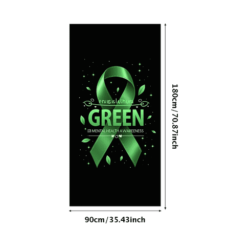 LUUFILx Green Ribbon Mental Health Awareness Banner Backdrop Poster Party Supplies Decoration Event Display Support Community Campaign Background Props